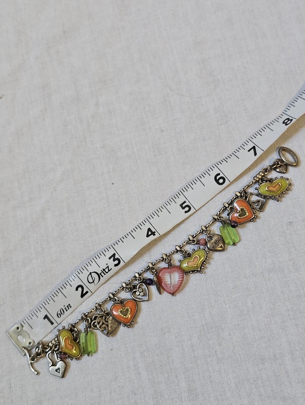 Retired Brighton Hearts Melody Charm Bracelet Portobello Enamel Hearts Toggle - Picture 9 of 13